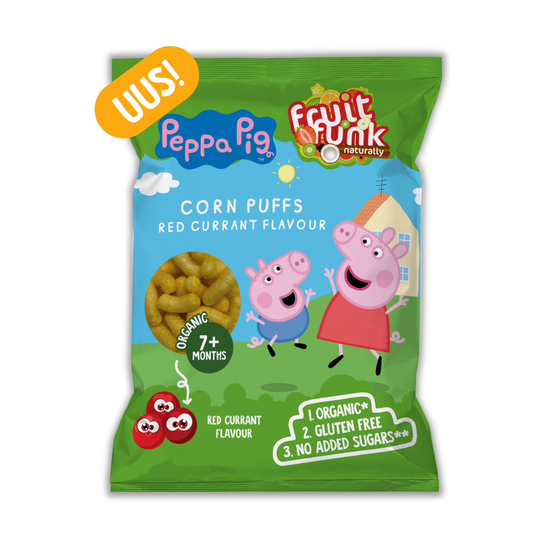 CORN PUFFS Punase sõstra maitselised maisipulgad 50g Mahe