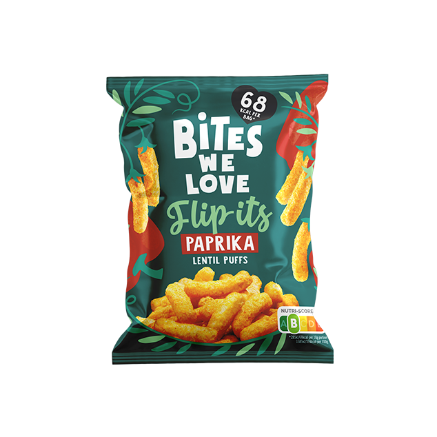 BitesWeLove Flip-its - paprikamaitselised  läätsekrõpsud. Tevislik, vegan ja kiudaineterikas snäkk